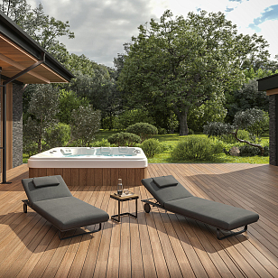 Шезлонг Gardenini Premium Hacienda S Карбон / Темно-серый для дачи Шезлонг Gardenini Premium Hacienda S Карбон / Темно-серый, садовая мебель