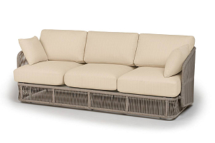 Диван 4SIS трехместный Альбано, светло-серый муар, роуп серый меланж, ткань Mossle светло-бежевая для дачи Диван 4SIS трехместный Альбано, светло-серый муар, роуп серый меланж, ткань Mossle светло-бежевая, садовая мебель