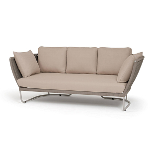 Диван 4SIS Фиджи 3-местный, каркас светло-серый муар, роуп серый меланж, ткань Mossle бежевая для дачи Диван 4SIS Фиджи 3-местный, каркас светло-серый муар, роуп серый меланж, ткань Mossle бежевая, садовая мебель