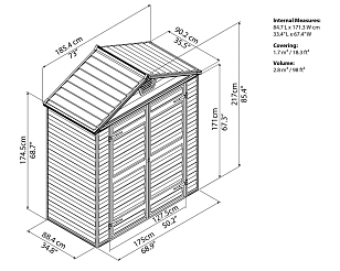 Cарай из поликарбоната Palram Skylight 6x3 Dark Grey для сада и загородного дома Cарай из поликарбоната Palram Skylight 6x3 Dark Grey, уличное оборудование
