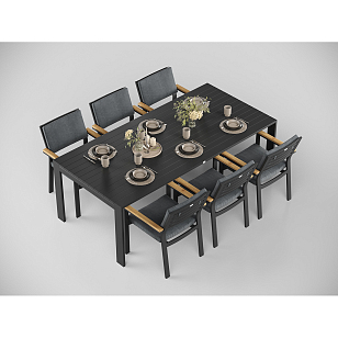 Обеденная зона Gardenini Malia 220 Карбон / Антрацит со стульями Premium Bella для дачи Обеденная зона Gardenini Malia 220 Карбон / Антрацит со стульями Premium Bella, садовая мебель