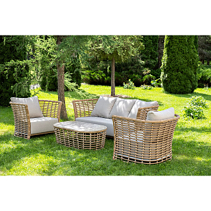 Диван 4SIS Валенсия 3-местный Цвет: соломенный для дачи Диван 4SIS Валенсия 3-местный Цвет: соломенный, садовая мебель