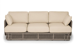 Диван 4SIS трехместный Альбано, светло-серый муар, роуп серый меланж, ткань Mossle светло-бежевая для дачи Диван 4SIS трехместный Альбано, светло-серый муар, роуп серый меланж, ткань Mossle светло-бежевая, садовая мебель