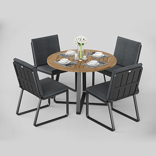 Обеденная зона Gardenini Premium Primavera Карбон / Темно-серый со стульями Voglie для дачи Обеденная зона Gardenini Premium Primavera Карбон / Темно-серый со стульями Voglie, садовая мебель