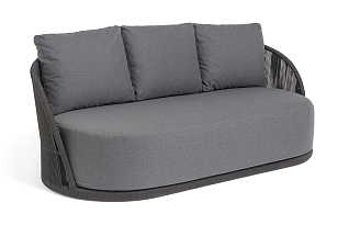 Диван 4SIS Монтелла 3-местный из роупа, каркас алюминий темно-серый (RAL7024) муар, роуп темно-серый круглый, ткань темно-серая 027 для дачи Диван 4SIS Монтелла 3-местный из роупа, каркас алюминий темно-серый (RAL7024) муар, роуп темно-серый круглый, ткань темно-серая 027, садовая мебель