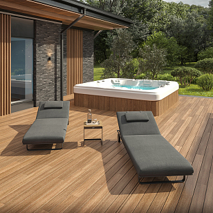 Шезлонг Gardenini Premium Hacienda S Карбон / Темно-серый для дачи Шезлонг Gardenini Premium Hacienda S Карбон / Темно-серый, садовая мебель