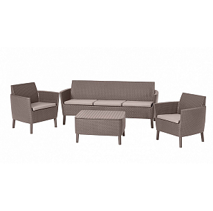 Лаунж зона Keter Salemo 3 seater set капучино для дачи Лаунж зона Keter Salemo 3 seater set капучино, садовая мебель