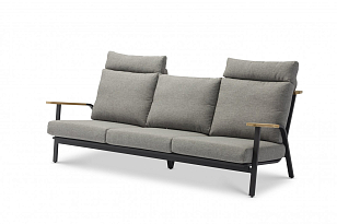 Диван трехместный с подушками Brafritid Malmo антрацит, серый для дачи Диван трехместный с подушками Brafritid Malmo антрацит, серый, садовая мебель