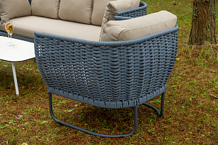 Лаунж-зона 4SIS Фиджи 5-местная, каркас темно-серый, роуп синий для дачи Лаунж-зона 4SIS Фиджи 5-местная, каркас темно-серый, роуп синий, садовая мебель